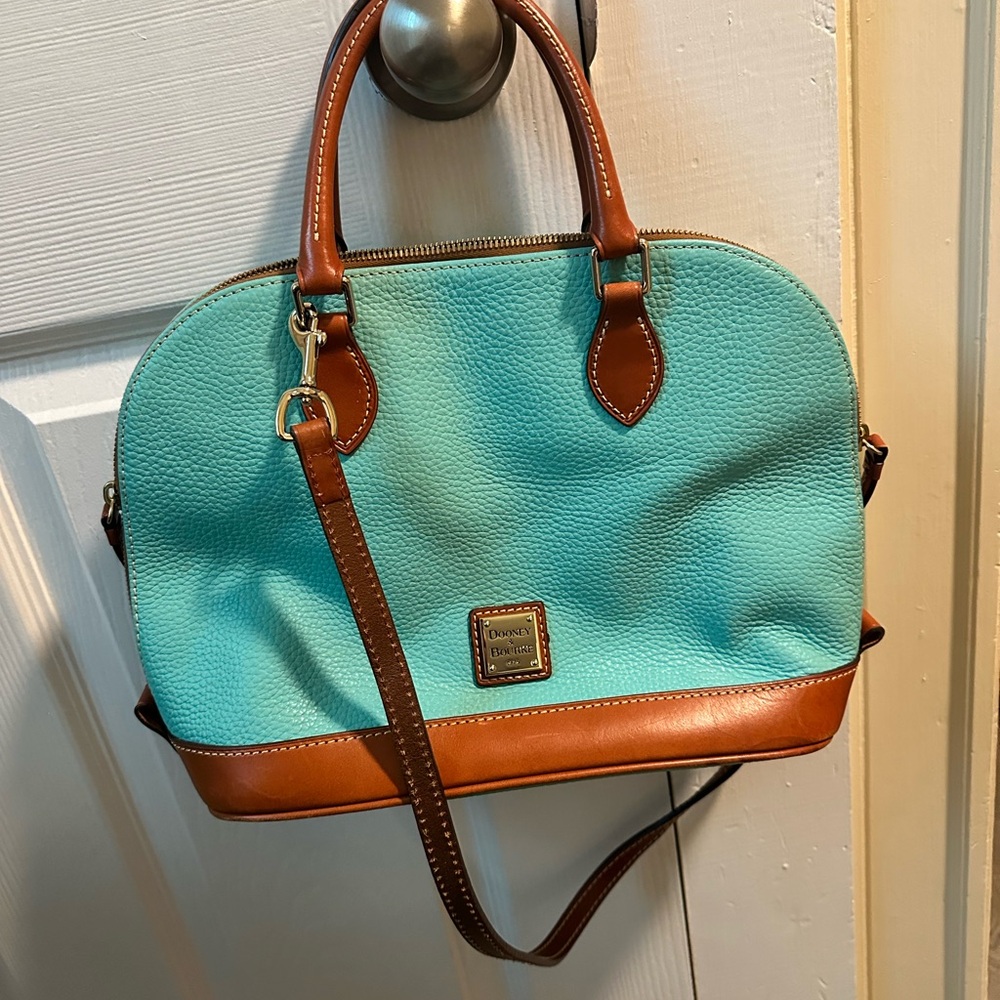 Dooney & Bourke Blue and Brown Leather Satchel